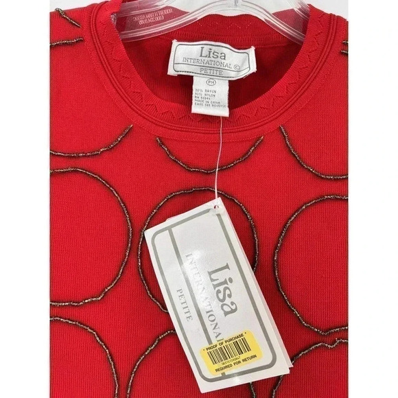 NEW W TAGS Lisa INTERNATIONAL PETITE Womens Medium Red Shopping Scooter Sweater - Picture 4 of 8